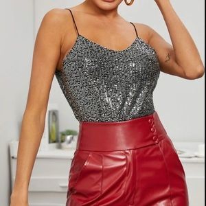 Sequin spaghetti strap cami top